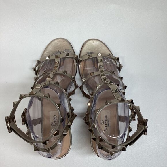 Valentino Garavani Metallic Rockstud block Strappy Heels Size EU 38.5 - Picture 8 of 16